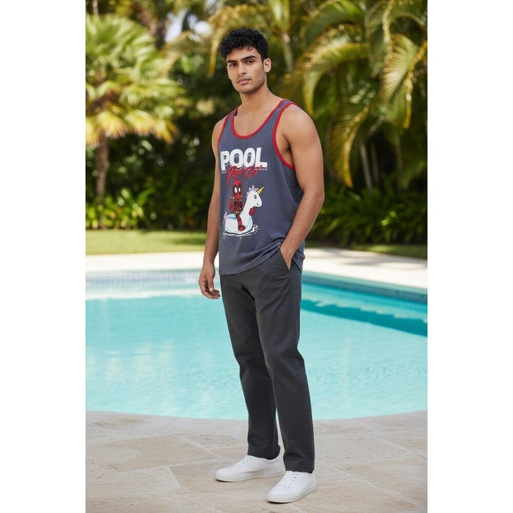 Marvel Deadpool Unicorn Pool Party Tank Top Size M Sleeveless Tee Shirt